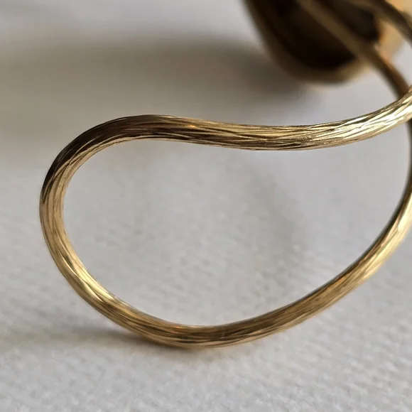 Vintage bracelet picture Jasper Gold tone cuff Southwestern desert scene - Picture 9 of 16